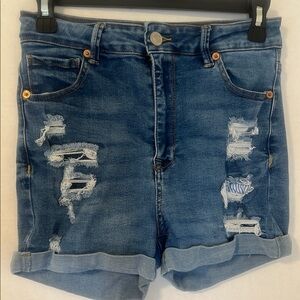 Wax Jean Blue Distressed Cut-Off Jean Shorts